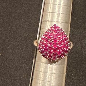 Pear Ruby Cluster Ring